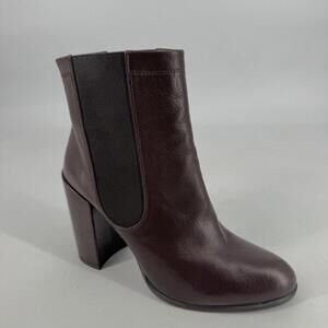 Stuart Weitzman boots womens 9.5 burgundy leather pull on heeled sidemover